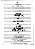Ave Verum, Te Deum & Ave Regina Coelorum for High Voice and Organ
